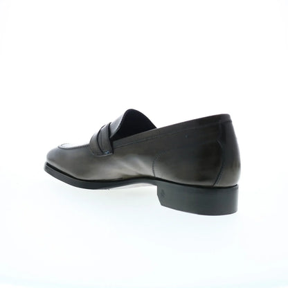 Di Bianco Manzoni Sella Mens Gray Leather Loafers & Slip Ons Penny Shoes