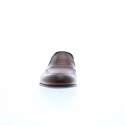 Di Bianco Nerano Mens Brown Leather Slip On Loafers & Slip Ons Penny Shoes