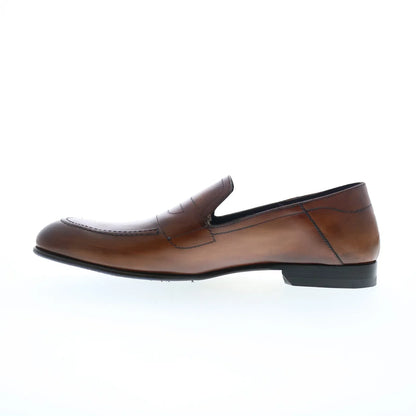 Di Bianco Nerano Mens Brown Leather Slip On Loafers & Slip Ons Penny Shoes