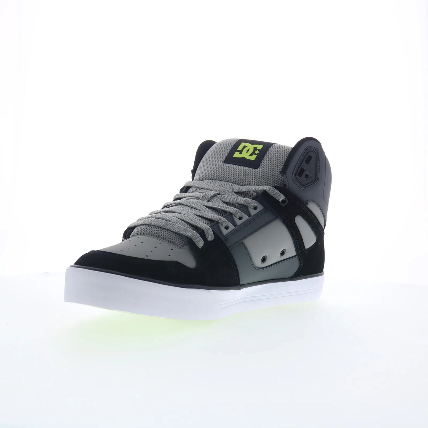 DC Pure High Top WC Mens Gray Leather Skate Inspired Sneakers Shoes