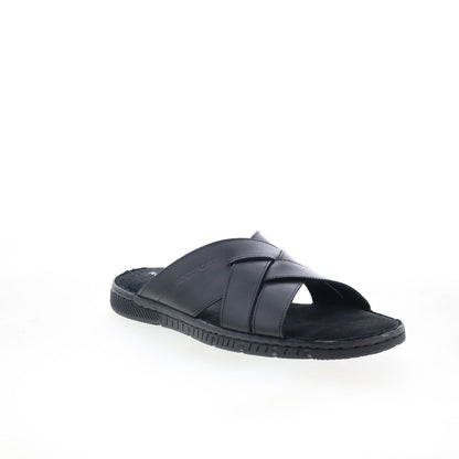 Rockport Jaya RMJAYA Mens Black Leather Slip On Slides Sandals Shoes