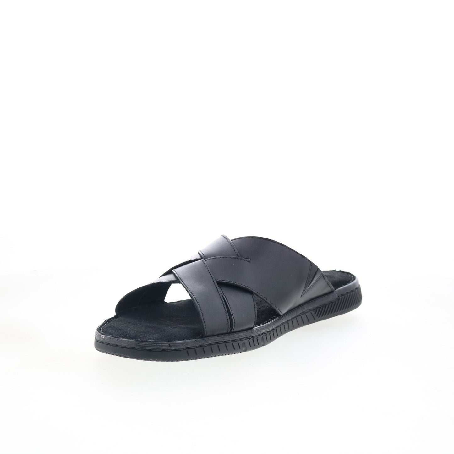 Rockport Jaya RMJAYA Mens Black Leather Slip On Slides Sandals Shoes
