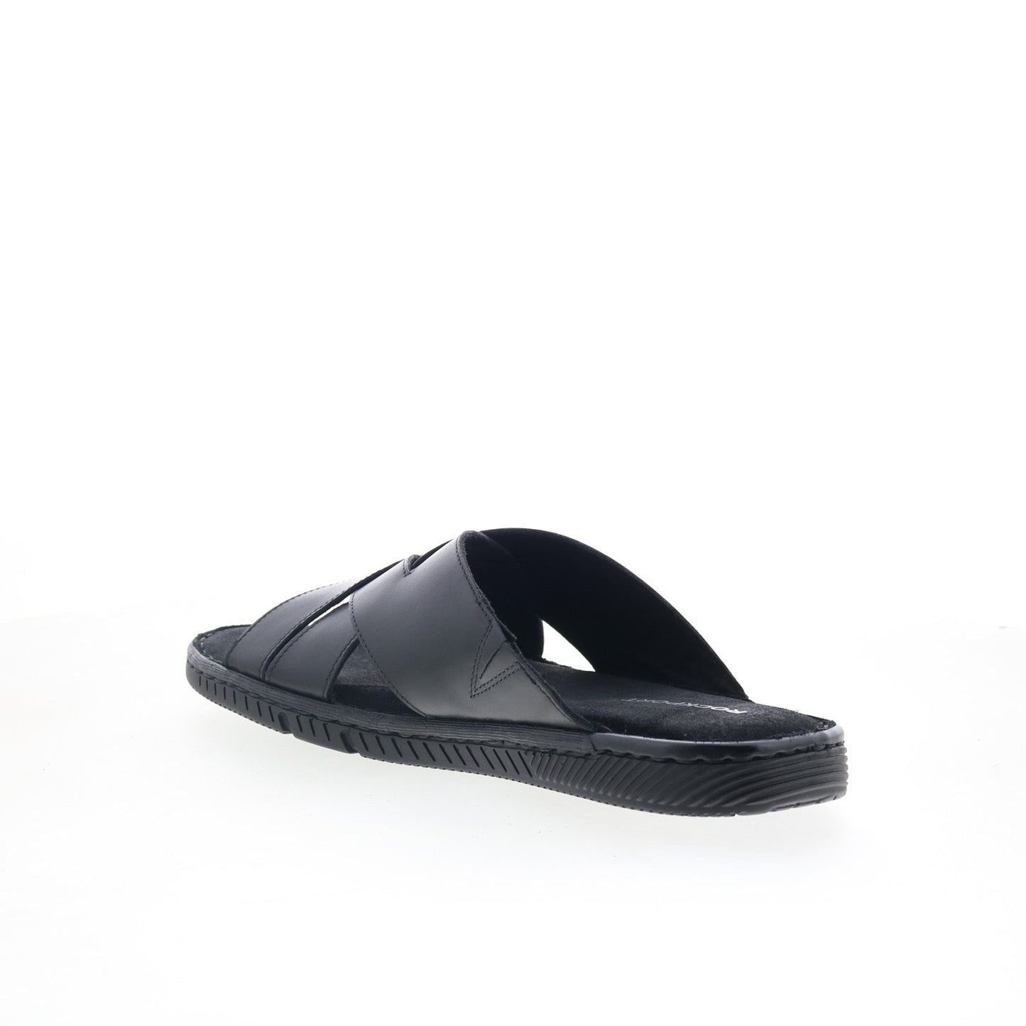 Rockport Jaya RMJAYA Mens Black Leather Slip On Slides Sandals Shoes