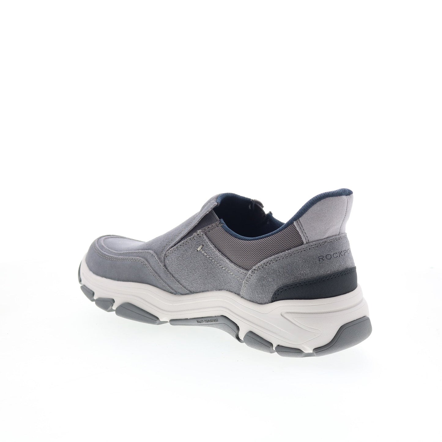 Rockport Reece Mens Gray Leather Slip On Lifestyle Sneakers Shoes