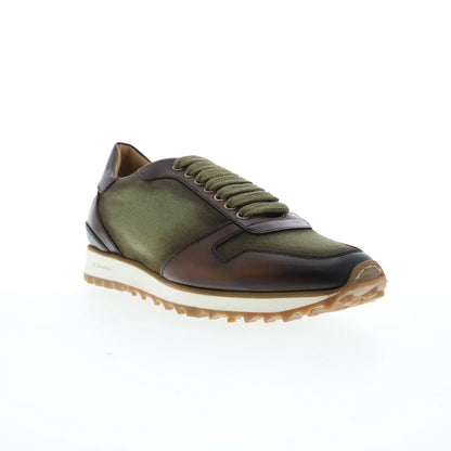 Di Bianco Roma Deco Gabardine SB308 Mens Green Lifestyle Sneakers Shoes