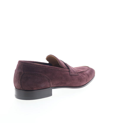 Di Bianco SBF405 Mens Burgundy Suede Slip On Loafers & Slip Ons Penny Shoes