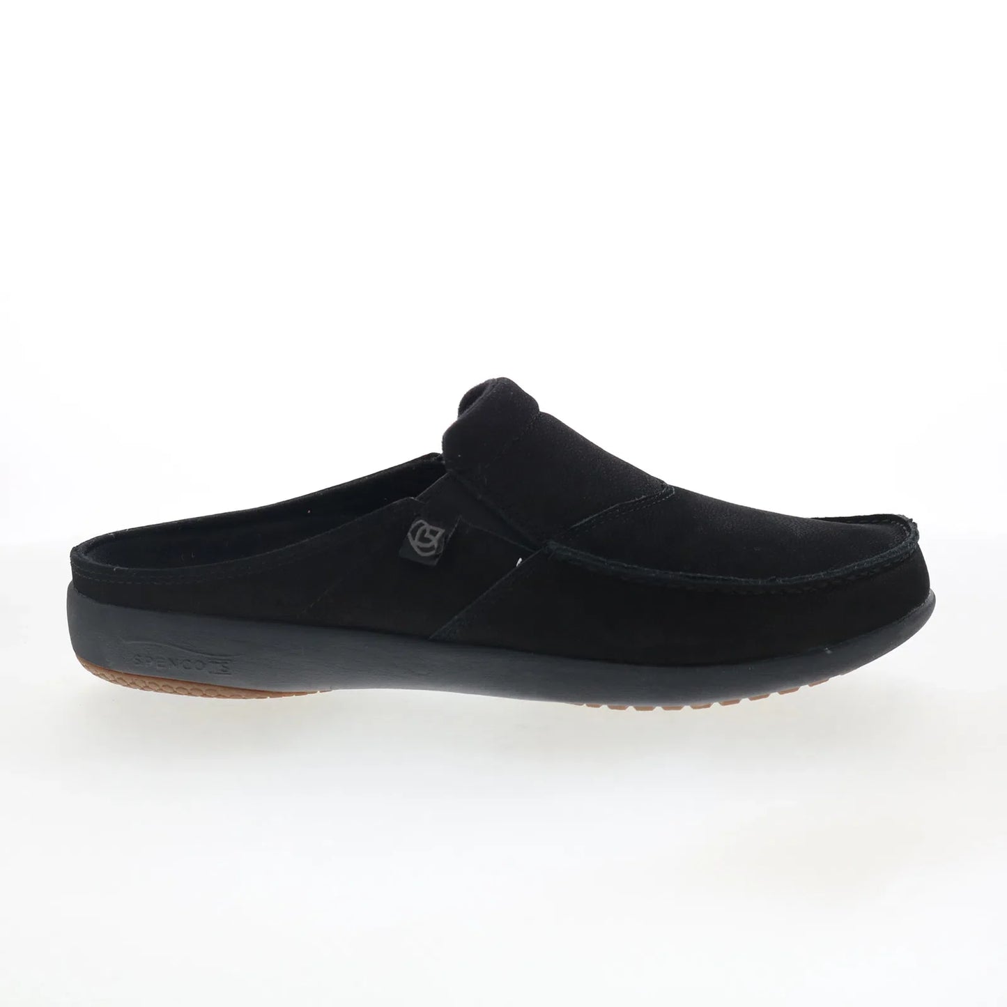 Spenco Siesta Slide Nubuck SP2011BLK Mens Black Clogs Slippers Shoes