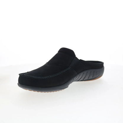 Spenco Siesta Slide Nubuck SP2011BLK Mens Black Clogs Slippers Shoes