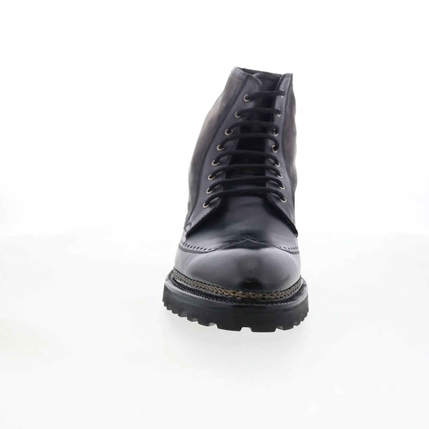 Di Bianco Trento Mens Black Leather Lace Up Casual Dress Boots