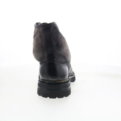 Di Bianco Trento Mens Black Leather Lace Up Casual Dress Boots