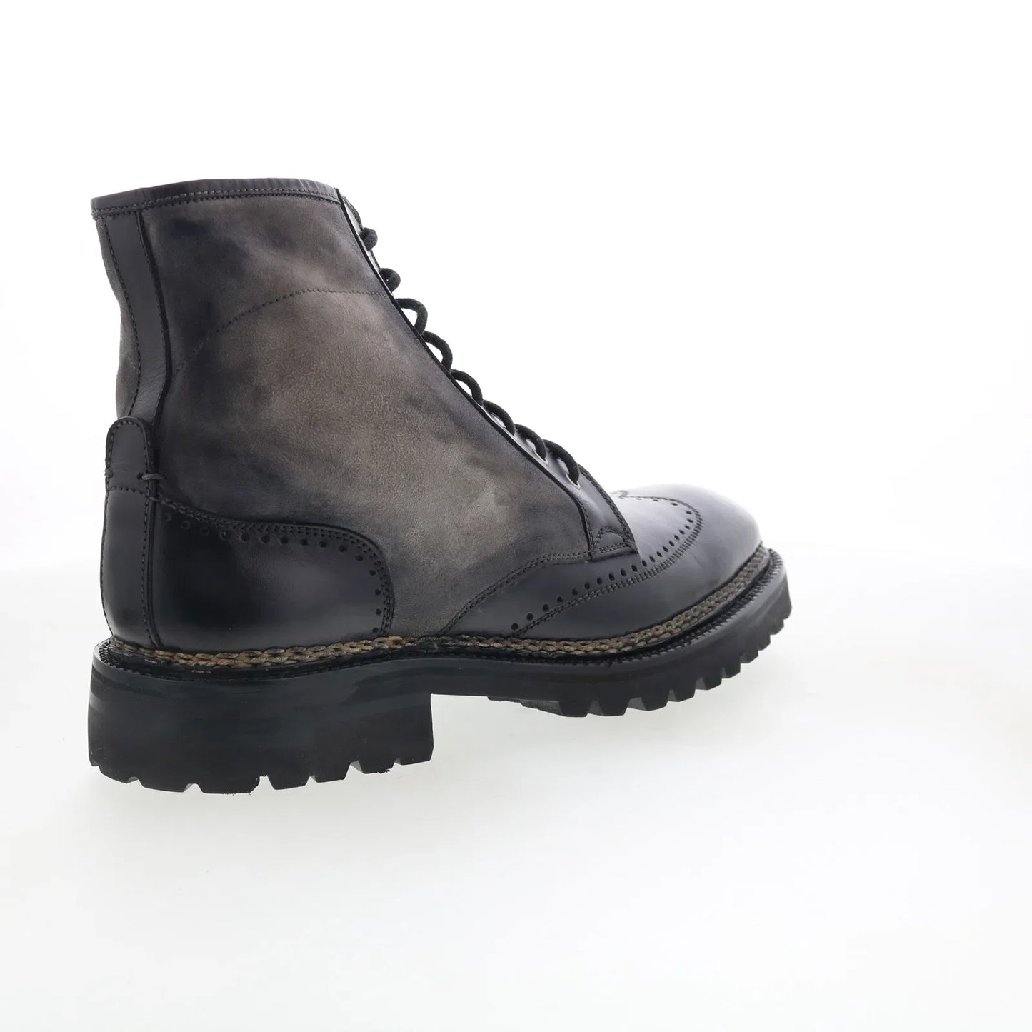 Di Bianco Trento Mens Black Leather Lace Up Casual Dress Boots