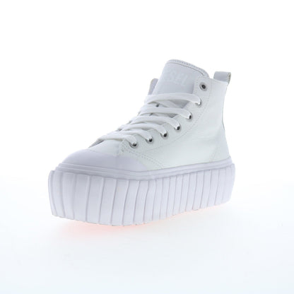 Diesel S-Hanami Mid W Womens White Leather Lifestyle Sneakers Shoes
